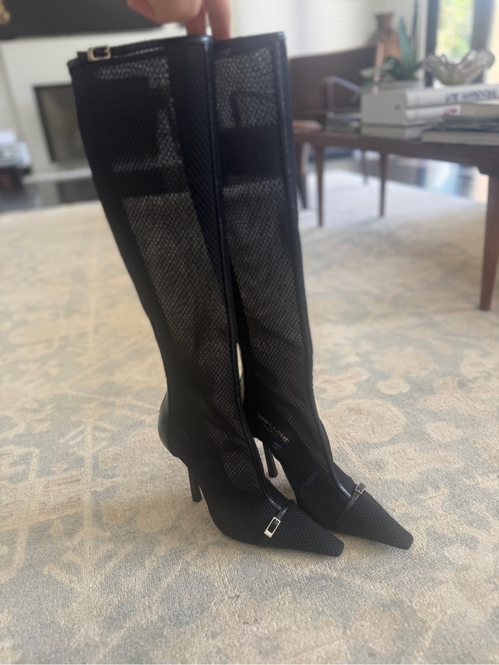 Saint Laurent Black Pointed-Toe Over-the-Knee Stiletto Boots 38 - Picture 6 of 9